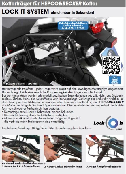 Hepco & Becker Kofferträger Lock it Kawasaki Z 1000 SX Bj. 2015-2016