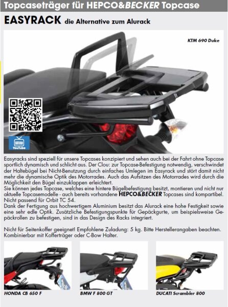 Hepco & Becker Easyrack Yamaha MT - 09 bis Bj. 2016