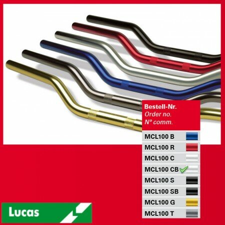 Alulenker "Superbike" | chrom gestr. | 7/8 Zoll AØ=22mm | Ø=12mm | Breite: 750mm
