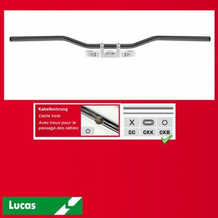 Stahllenker "Flyerbar", Stahl, verchromt 1 ZOLL (25,4 MM) mit Kabelbohrungen, Breite: 970mm