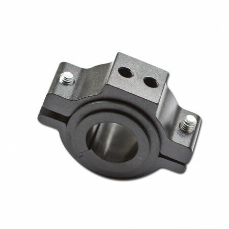 Universal Halteschelle | schwarz-Alu | Ø 22-36mm 2x Bohrung M5 / 10mm Lochmitte bis Lochmitte