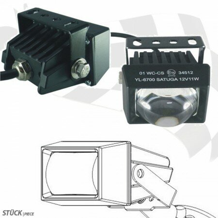LED-Ellipsoidscheinwerfer | Abblendlicht | E13 Maße B 76 x H 62 x T 44mm | Uni-Halter | E-geprüft