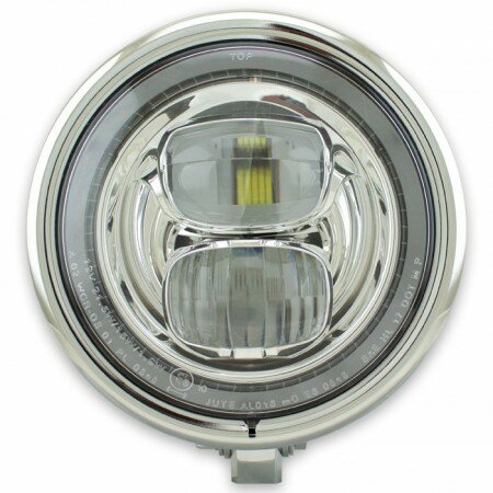 LED-Scheinwerfer "Pearl" 5-3/4" | chrom M10 unten | Glas Ø=143mm | E-geprüft