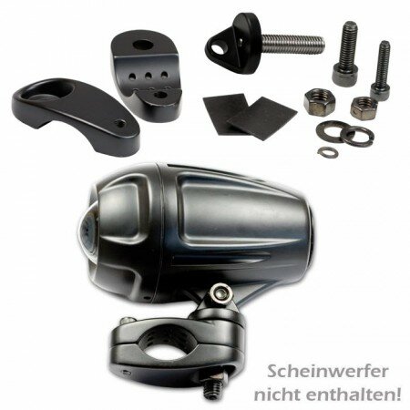 Halteklemme Scheinwerfer | ATV /Motorrad | schwarz Alu | Schellenweite minimum ca. Ø 20-35 mm