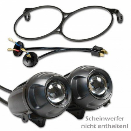 Halterahmen für 2 Elipsoid Scheinwerfer+ Kabelbaum Aluminium | schwarz