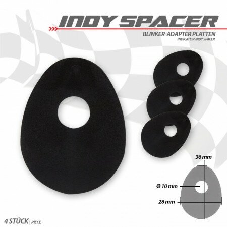 Indy Spacer | Triumph | schwarz | Stahl VPE 4 Stck | Maße: L36 x B28mm
