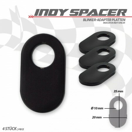 Indy Spacer | Triumph / Guzzi" | schwarz | Stahl VPE 4 Stck | Maße: L35 x B20mm