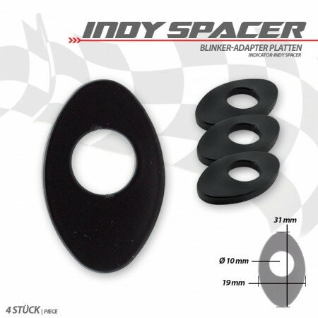 Indy Spacer | MV/KTM/HUSQVARNA | schwarz | Stahl VPE 4 Stck | Maße: L31 x B19mm