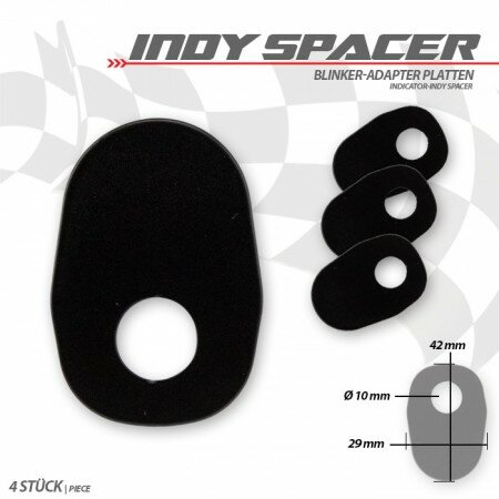 Indy Spacer | Suzuki | GSX-S750 | GSX-8S | R1000R schw | Stahl | M10 | 4 Stck | Maße L 41 x B 28mm