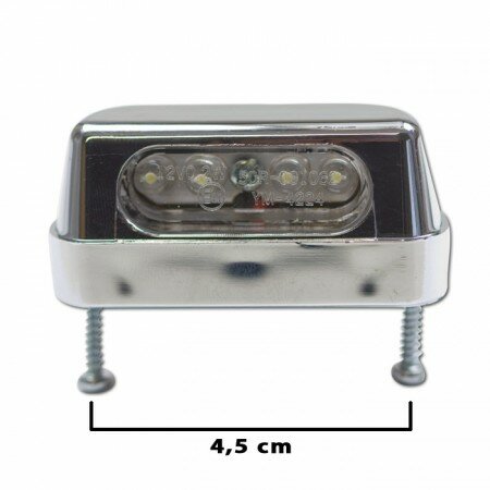 LED-Kennzeichenbeleuchtung "Zest" | chrom | ABS Schraubenabstand: 45mm | E-geprüft