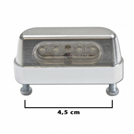 LED-Kennzeichenbeleuchtung "Zest" Schraubenabstand: 45mm | E-geprüft | chrom | Alu