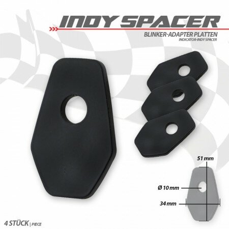 Indy Spacer "GSX-S 1000" | schwarz | stahl | M10 VPE 4 Stck | Maße: L 50 x 34 mm