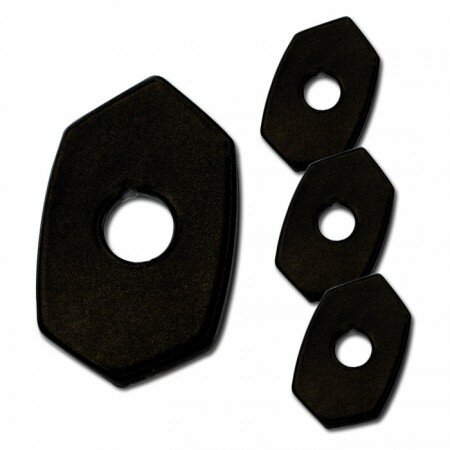 Indy Spacer "Kawasaki" | schwarz | Stahl | M8 VPE 4 Stck | Maße: L 48 x B 30 mm