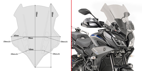 GIVI Windschild getönt, 550 mm hoch, 465 mm breit für Yamaha Tracer 900 / 900 GT (18-20), mit ABE