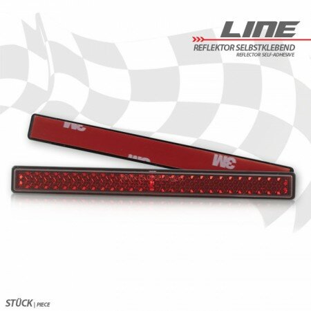 Reflektor "Line" | rechteckig | rot | mit Rand