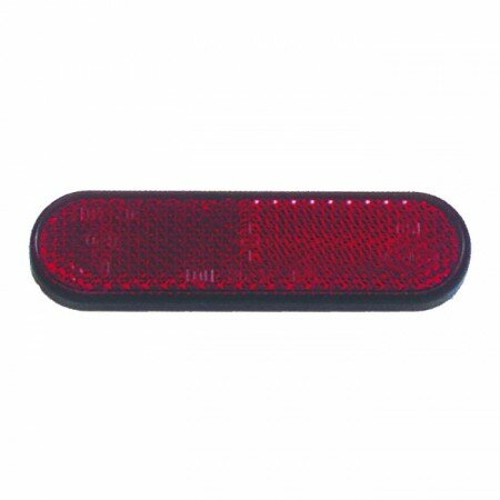 Reflektor "Classic" | abgerundet | rot | mit Rand Maße: 100 x 28 x 8mm | selbstklebend | E-geprüft