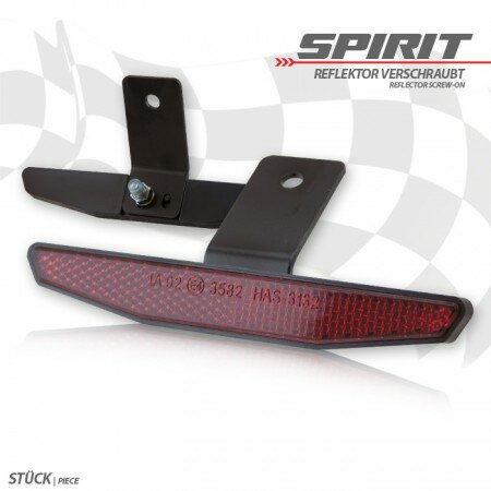 Reflektor-Set "Spirit" | rot | 6-eckig | mit Rand mit Halter | 125 x 18 x 9mm | Bolzen M5  E-geprüft