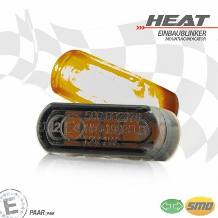 LED-Einbaublinker-Set "Heat" | getönt Paar | B 21,5 x H 8,5 x T 11,5 mm | E-geprüft