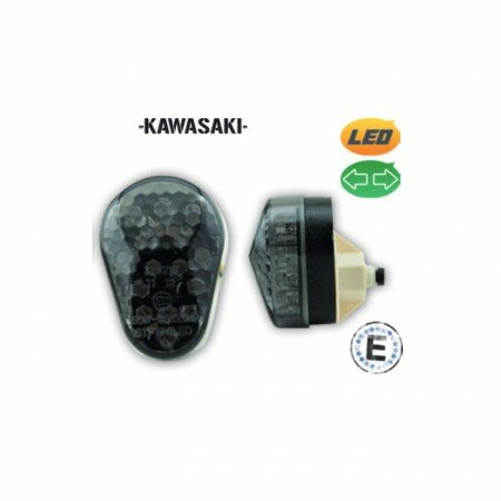 LED-Verkleidungsblinker "Kawasaki"| getönt | Paar Maße: 50x33x22mm | mit Distanzhülse | E-geprüft