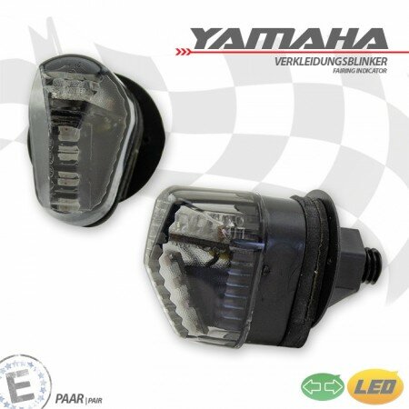 LED-Verkleidungsblinker "Yamaha" | getönt | Paar Maße: 40x28x38mm | mit Distanzhülse | E-geprüft