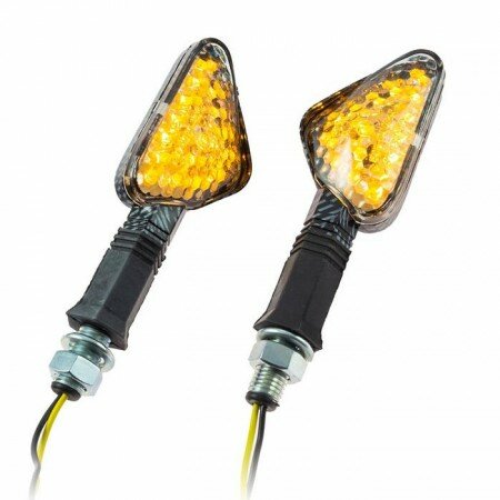 LED-Blinker "Trento" | carbon | klar | M10 Gummiarm | 55 x 30mm | E-geprüft