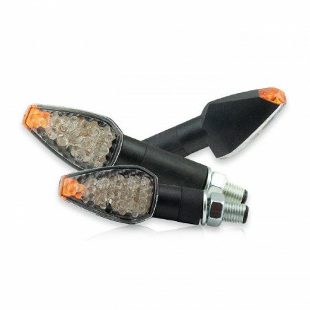LED-Blinker "PEAK" | schwarz | lang | M10 klar | flaches Glas | E-geprüft