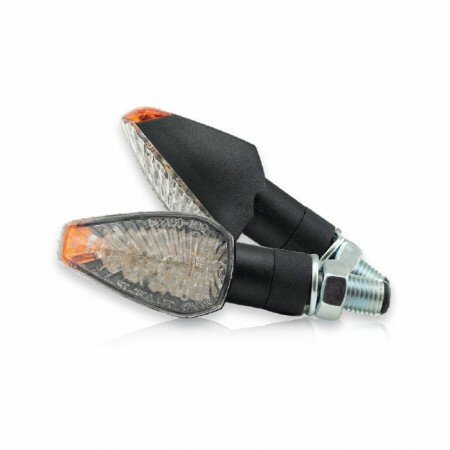 LED-Blinker "PEAK" | schwarz | kurz | M10 klares | konvexes Glas | E-geprüft