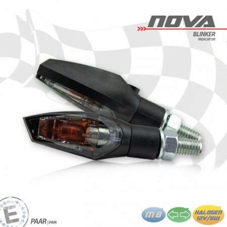 Blinker "NOVA" | 12V/6W Halogen | schwarz | getönt Maße: L 47 x B 20 x T 21 mm | M8 | E-geprüft