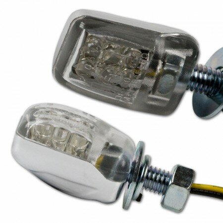 LED-Blinker "Nano" | chrom | klar | M6 | Paar L 27 x B 18 x T 17mm | nur für hinten E-geprüft