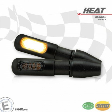 SMD-Blinker "Heat" | getönt M8 | Alu | schwarz | Ø 15 x T 46 mm | E-geprüft
