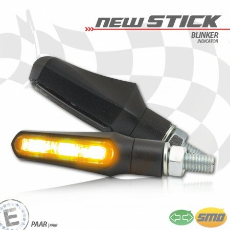 LED-Blinker "NEW STICK" | schwarz M8 | Paar | L49,5 x B18 x H25mm | get | E-geprüft