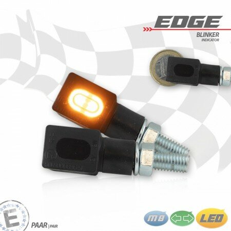 LED-Blinker Edge, Alu, schwarz M8, Paar, L55 x B16 x H17 mm