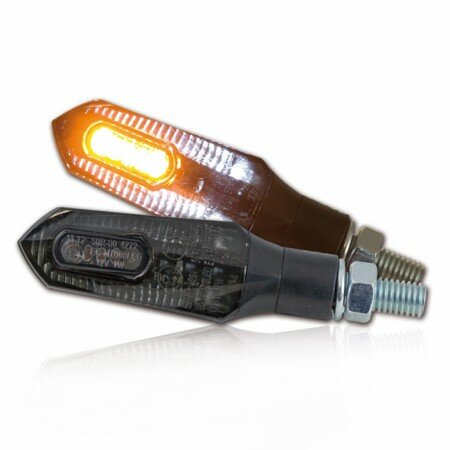 LED-Blinker Standlichtkombi FORCE | ABS | schwarz M8 | Paar | L57 x T22 x H22mm | getönt | E-geprüft