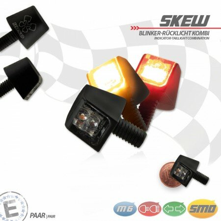 SMD-Blinker-RL "SKEW" | Alu | schwarz M6 | Paar | B10 x H12 x T16mm | E-geprüft