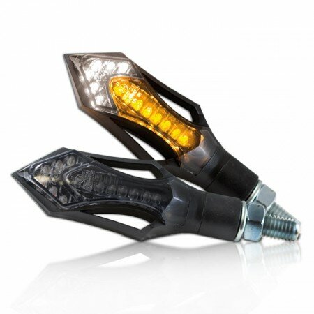 LED-Blinker Standlichtkombi "Rush" | schwarz | ABS M8 | Paar | L61 x T24 x H25mm | getönt | E-geprüft