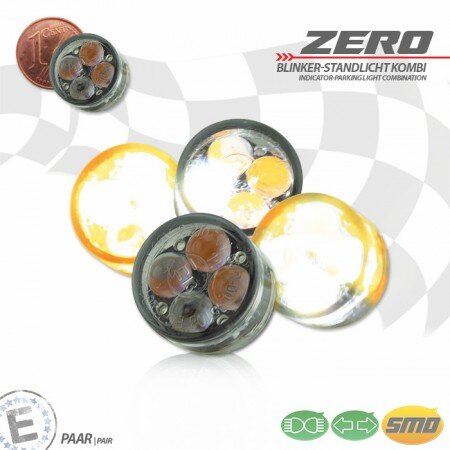 SMD-Einbaublinker-Positionslichtset Zero | getönt Maße: Ø=16 x T 8,5 mm | E-geprüft