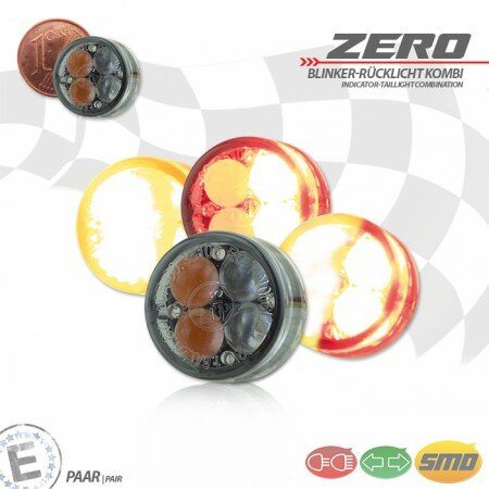SMD-Einbaublinker-Rücklichtset "Zero" | getönt Maße: Ø=16 x T 8,5 mm | E-geprüft