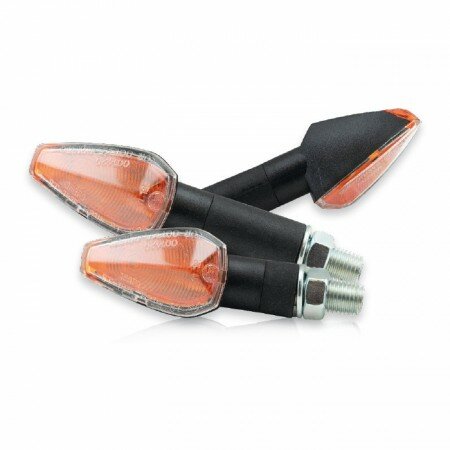Mini-Blinker "Peak" | schwarz | kurz | klar convex | Innenreflektor gelb | M10 | E-geprüft