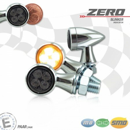 SMD-Blinker "Zero" | Alu | chrom M8 | Alu | getönt | Ø 19,5 x T 31 mm | E-geprüft