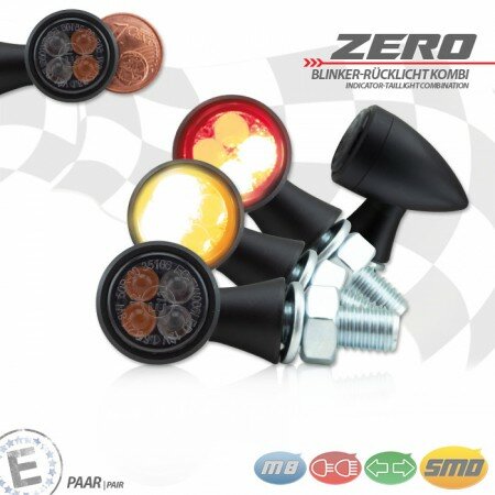 SMD-Blinker/RL "Zero" | Alu | schwarz M8 | Alu | getönt | Ø 19,5 x T 31 mm | E-geprüft