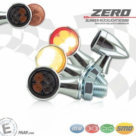 SMD-Blinker/RL "Zero" | Alu | chrom M8 | Alu | getönt | Ø 19,5 x T 31 mm | E-geprüft