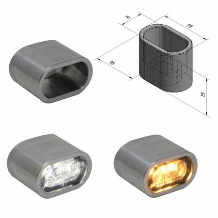 Einschweissgehäuse für LED-Einbaublinker 284400 Heat 284097/284400 | Maße: L20 mm | B12 mm | T16