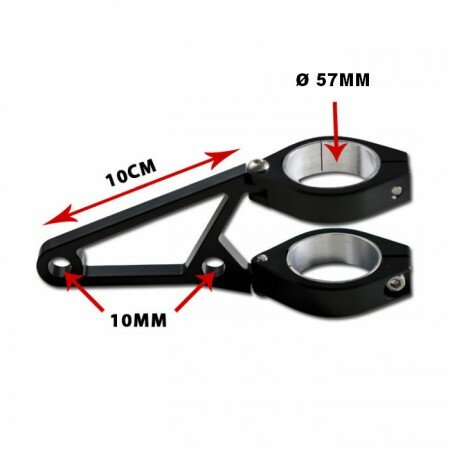 CNC-Lampenhalter-Set | Alu-schwarz | Ø 57 mm 4 Schellen und 2 Halter