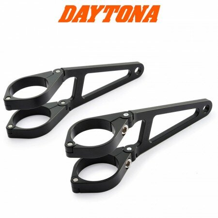 CNC-Lampenhalter-Set | lang | schwarz | 49mm 4 schwarze Schellen und 2 Halter