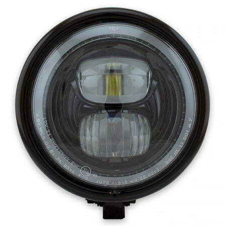 LED-Scheinwerfer "Pearl" 5-3/4" | schwarz glanz M10 unten | Glas Ø=143mm | E-geprüft