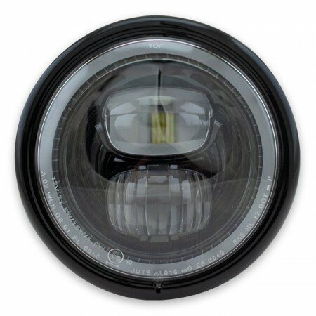 LED-Scheinwerfer 5-3/4 | Pearl | schwarzmatt | Befestigung M8 seitlich |  Glas Ø=145mm | E-geprüft
