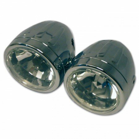 Doppel-Scheinwerfer Grooved 3,5" | chrom | H4/H7 Standlicht 4W | M8 | E-geprüft