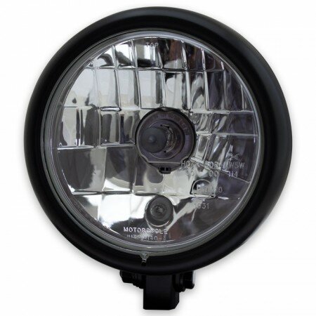 Scheinwerfer "Bullet" 5-3/4" | Mattschwarz H4 | Klarglas | M10 unten | Ø 145mm | E-geprüft