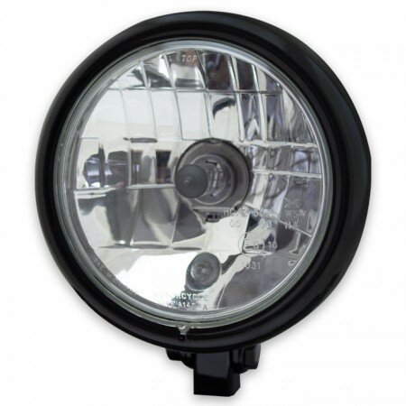 Scheinwerfer "Bullet" 5-3/4" | Glanzschwarz H4 | Klar | M10 unten | Ø 145mm | E-geprüft