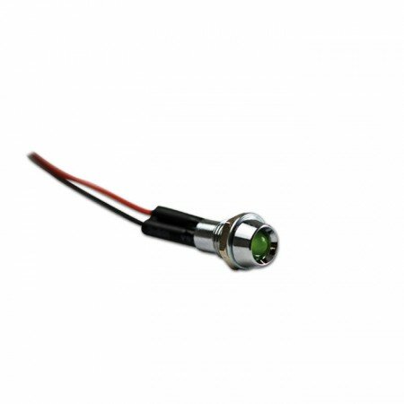 Mini-Kontrollleuchte 12V | 20mA | chrom | Farbe: grün | L 19 x Ø 10mm